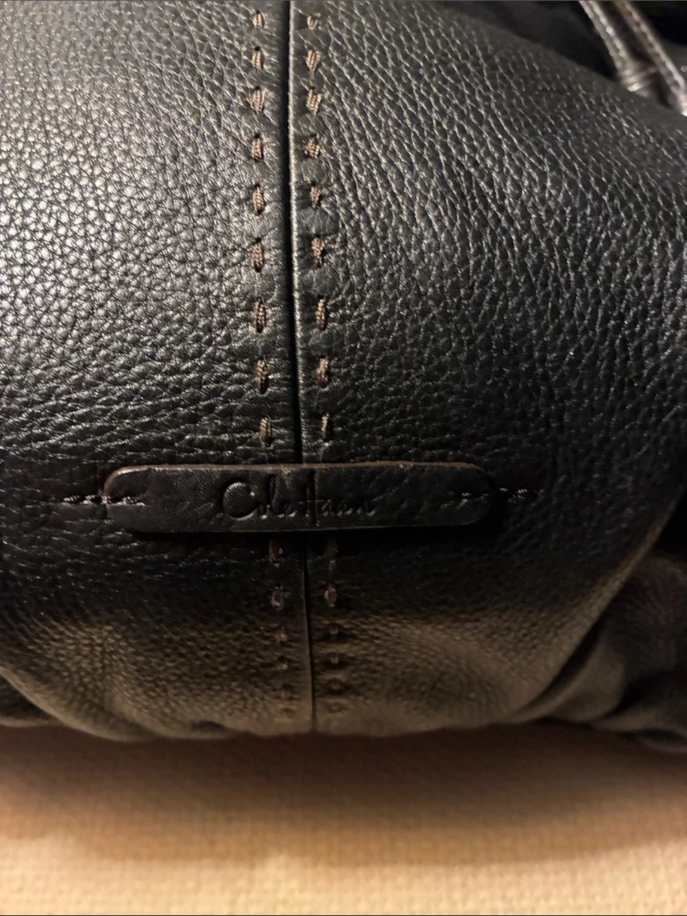 Genuine Cole Haan Black Leather Shoulder Bag - Classic Women's Hobo Minimalist